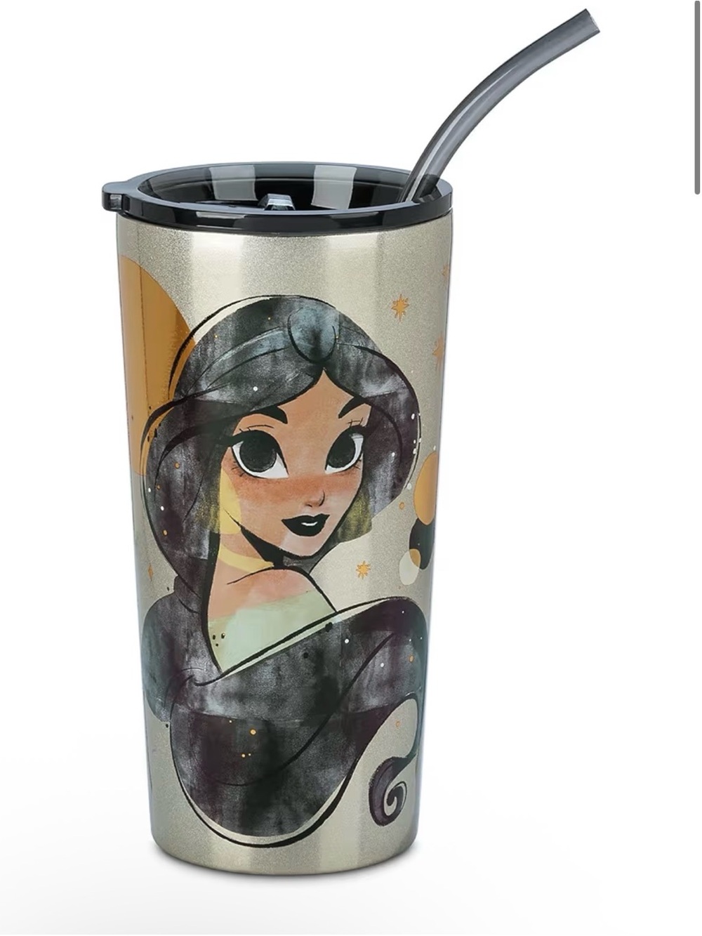 Disney World Tumblr Jasmine Silver Princess Disneyland Travel Mug Straw Aladdin